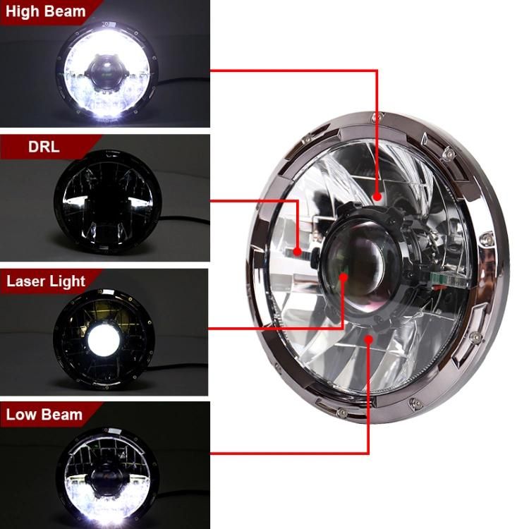 Motorcycle Harley Jeep off-Road Outdoor Multi Functional 7 Inch DRL Work Light High Low Headlight LED Laser Light Car LED