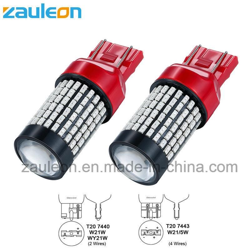 T20 7443 W21/5W 144SMD 3014 Red LED Brake Light