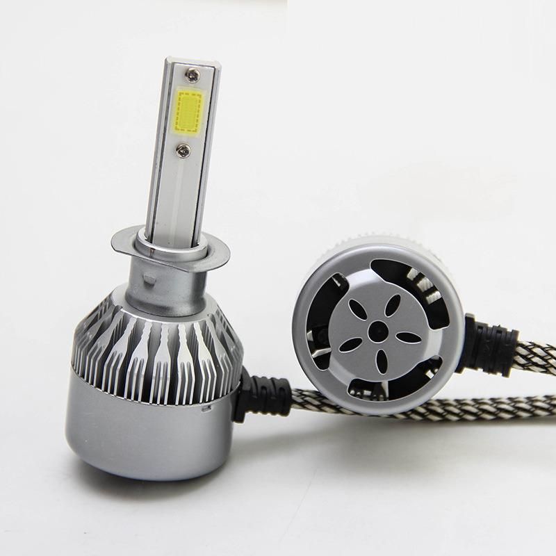 2X White Car LED Headlight C6 H1 H3 H4 H7 H11 Hb3 9005 Hb4 9006 COB 72W 7600lm Front Auto Fog Bulb Automobile Headlight DRL 6500K