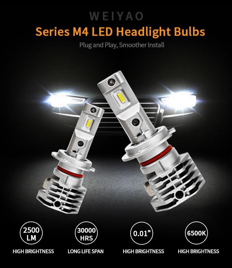 Quality and Waterproof Auto Car LED Headlight Bulb with Fan Design H4 LED Headlight Bulbs