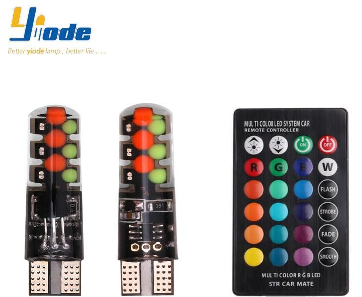 New Style RGB with Remote Control T10 COB Silicone Car Width Indicator Flashing Light Atmosphere Light
