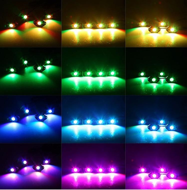 Bluetooth Controller Remote Multicolor Neon LED Light Kit for Offroad Jeep Car Boat 12V 8 Pods RGB LED Rock Light