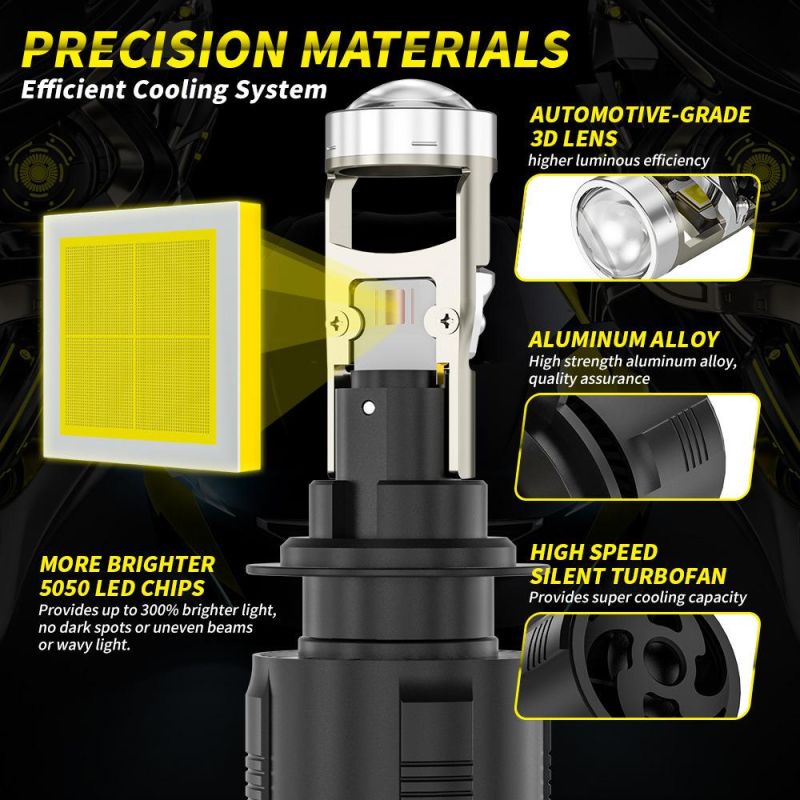 Dxz Projector Mini Lens Auto Rhd LHD H4 LED Headlight Bulb Kit Conversion Kit High/Low Beam 6500K Super Bright Car Light