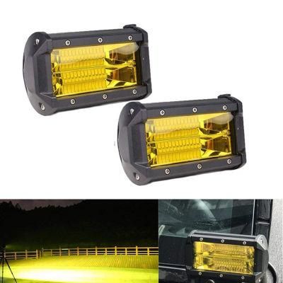 off Road Flood Lights IP67 White Yellow Waterproof Driving Fog Lights for Truck Car ATV SUV 5 Inch 72W LED Work Light Bar