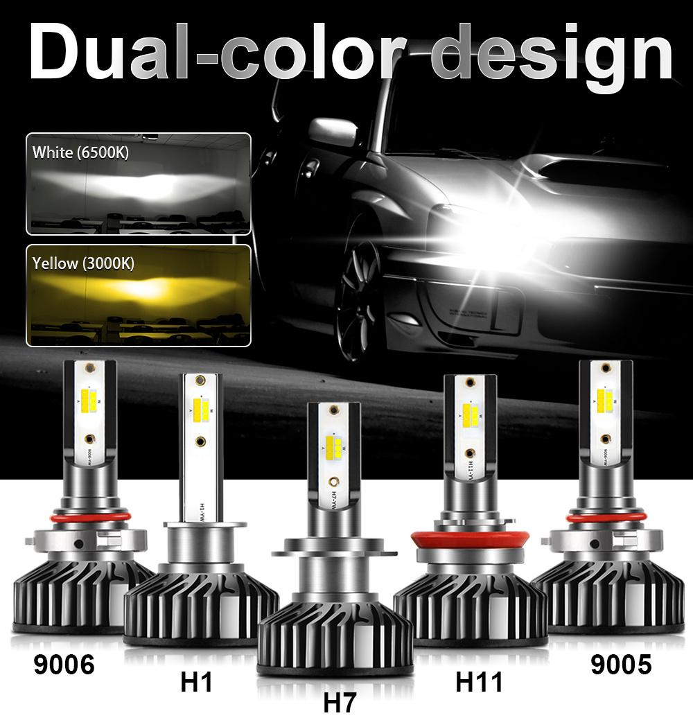 Super Bright F2 Csp Zes LED Headlight Bulb H1 H7 H11 H4 Dual Color 3 Color 4 Color High Quality Focus White Yellow Fog Light Bulb