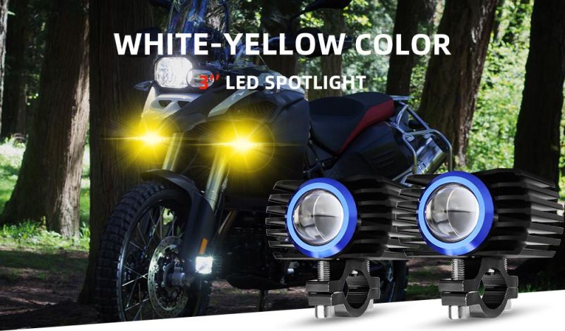 U7 LED Light Motorcycle Hot Sale LED Motorcycle Headlight Motorbike 20W Moto Spotlight White Yellow