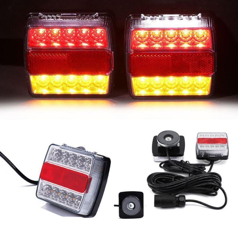 2PCS 12V 5 Functions 16 LED Magnetic LED Trailer Towing Lightboard Light Rear Tail Board Lamp Powerful Magnet Easy Fit