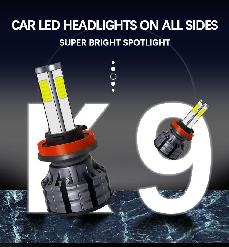 K9 9005 Hb3 9006 Hir2 Hb3 Hb4 H1 H4 6000K Car Laser Headlamp Bulbs LED 24V Auto Universal 4 Side LED Headlight Bulb H7