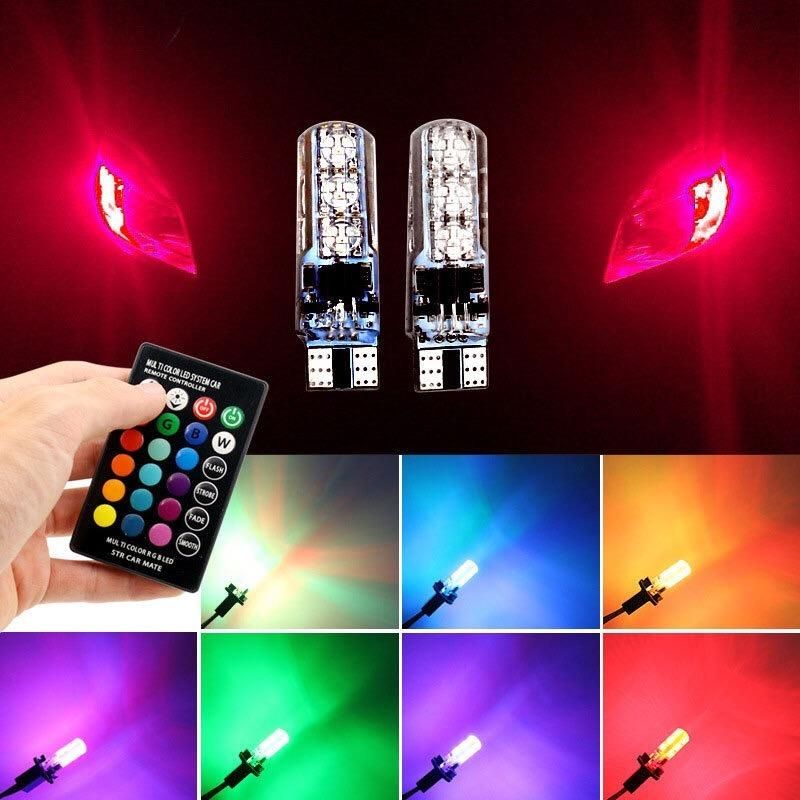 China Factory Error Free 12V Strobe Car Light 5050 6SMD Silicon Canbus Multi-Color RGB T10 LED Bulbs