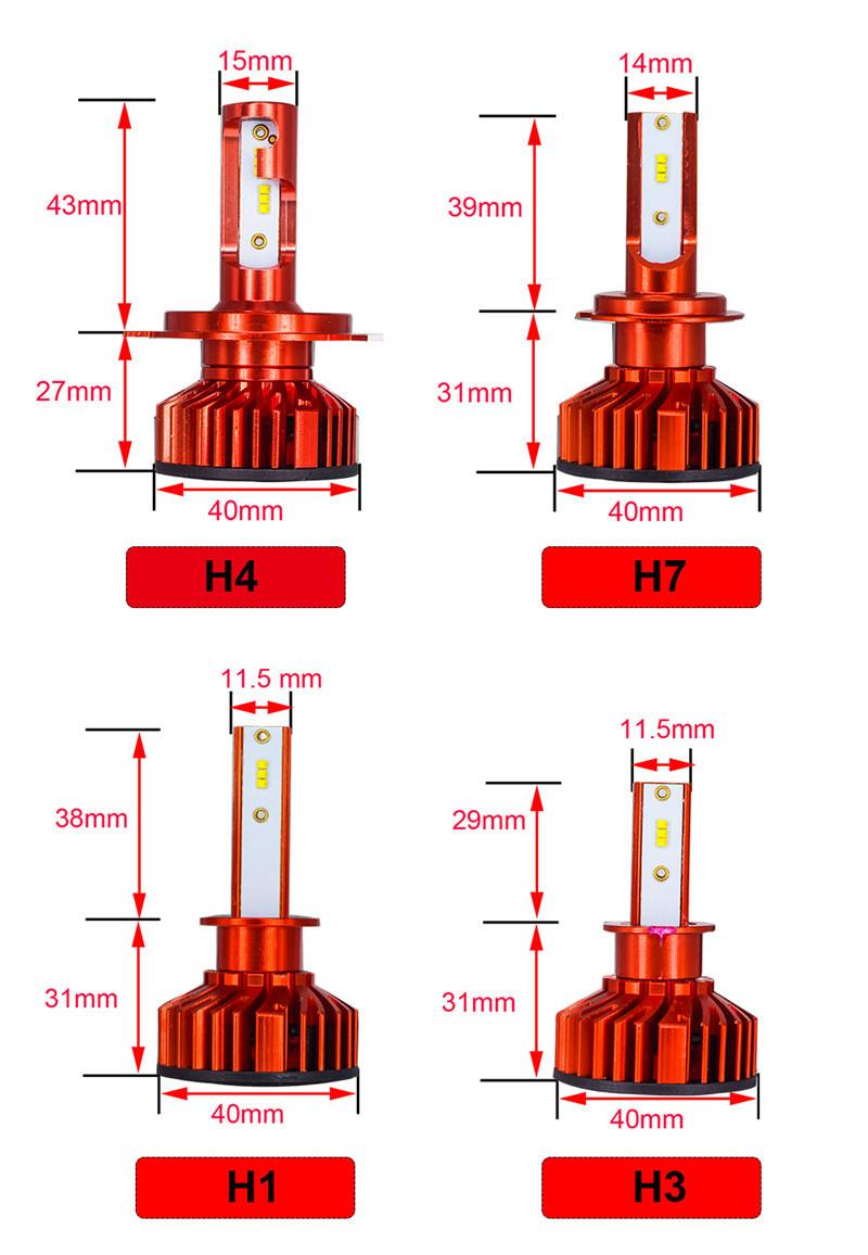 Canbus H4 H7 H1 H11 LED 4300K 5000K 6500K 8000K Car Headlight H3 H8 H9 H11 880 881 LED Bulb Auto Fog Lamp 12000lm Zes