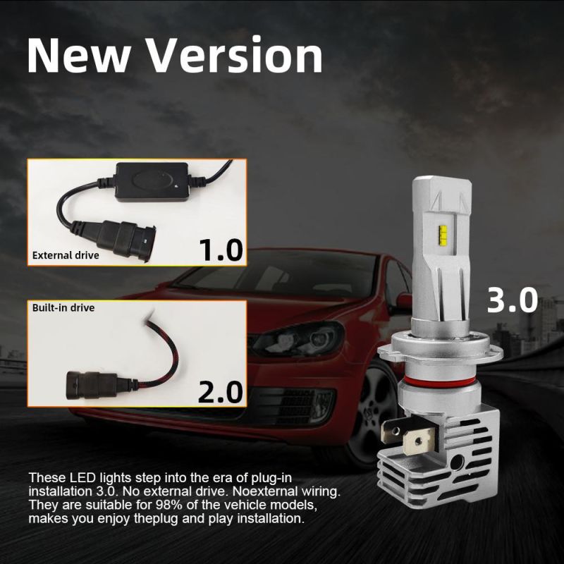 Cross-Border Wholesale Car Fog Light M3 Headlight Zes Chip with 6500K Cool White LED Chip