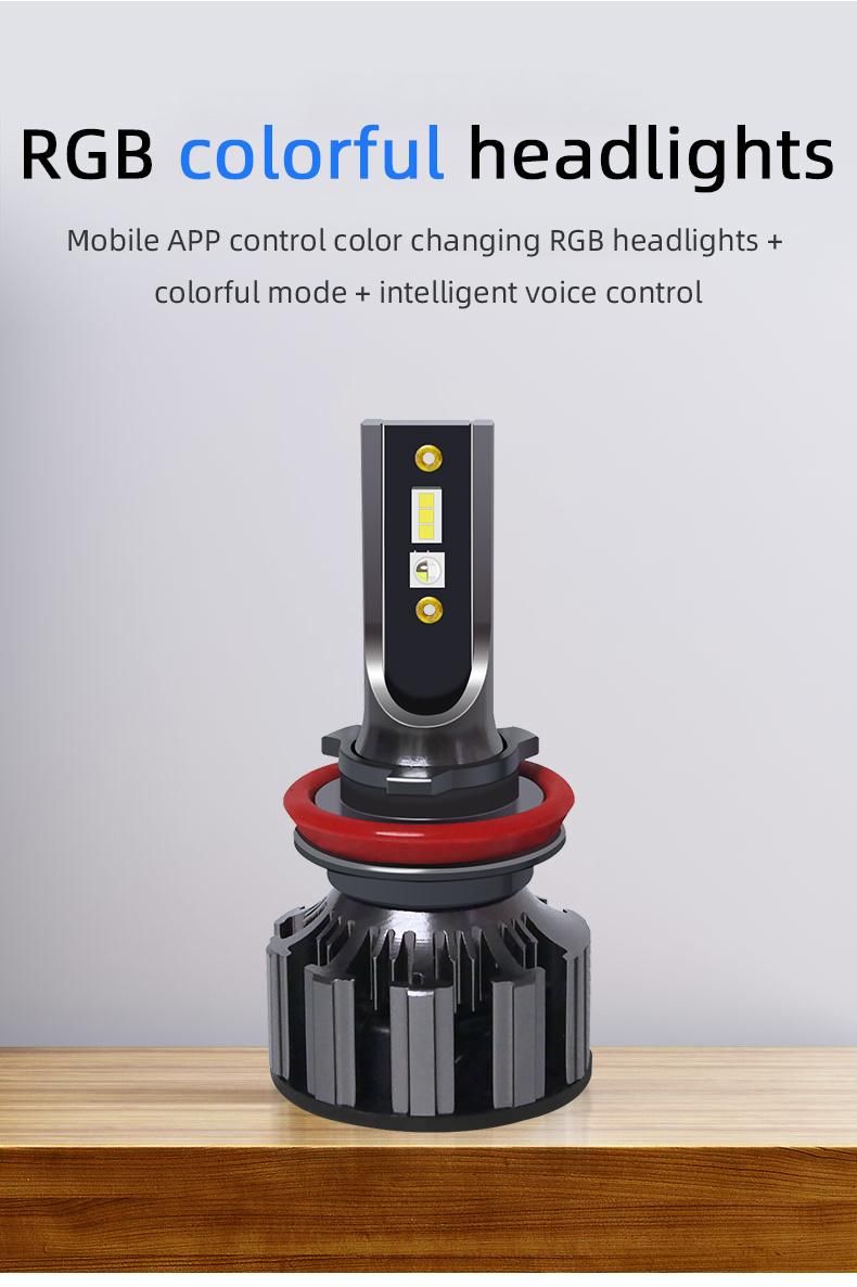H4 LED H7 APP Bluetooth Control RGB Car LED Headlight H1 H3 H8 H11 H8 H9 9005 9006 D2s D3s 9004 9007 H13 Auto Headlamp Bulb