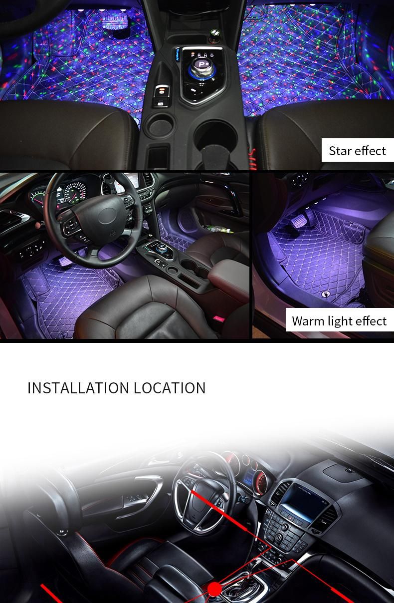 Car Decorations Light Interior Atmosphere Neon LED Strip Lights for Cars Underdash Remote Control Lighting