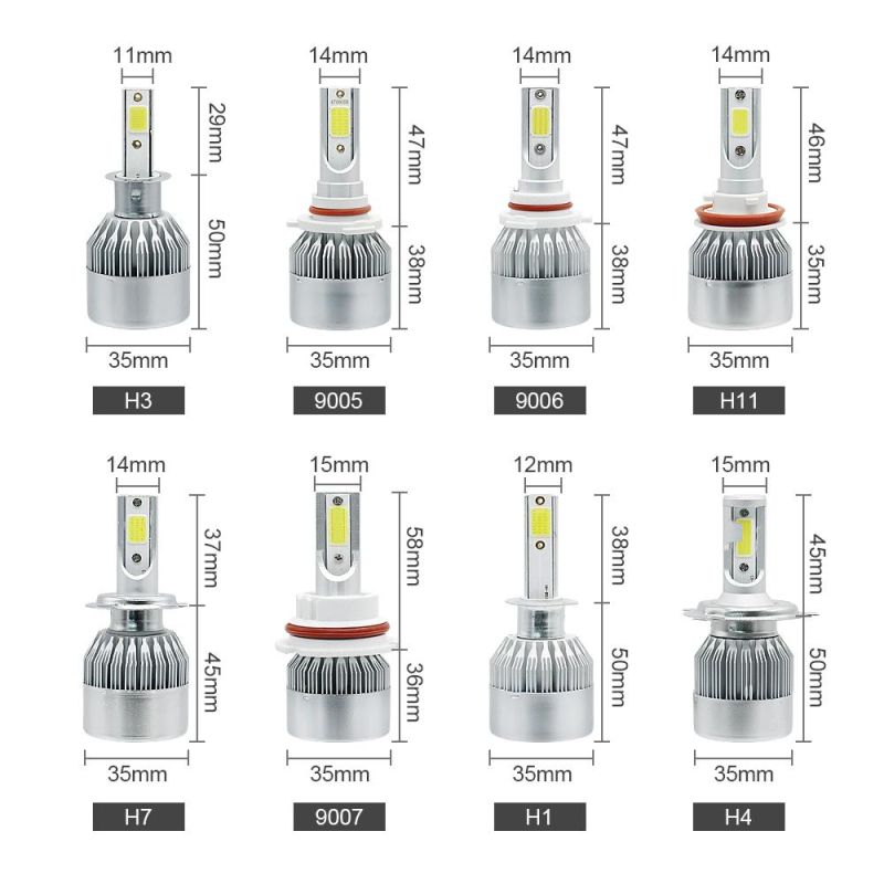 New Mini H4 H7 LED Car Headlight Kit 6000K 3000K 8000K 72W 12000lm H1 H11 9005 Hb3 9006 Hb4 H8 6000K Bulbs Car Accessories