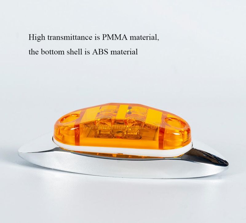 Ultra Slim Amber Surface Mount Side Marker Tail Light with Chrome