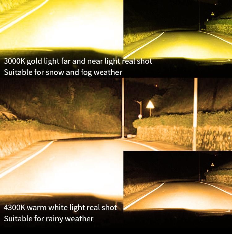 Super Bright Auto H7 H11 C6 LED Car Headlight 9006 H1 H3 9005 880 881 H4 LED Dual Color Headlight Kit 3000K 6000K