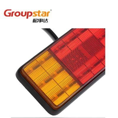 Auto Lamps 12V Rectangle Commercial LED Turn Stop Combination Tail Lights Truck Trailer Rear Lamps
