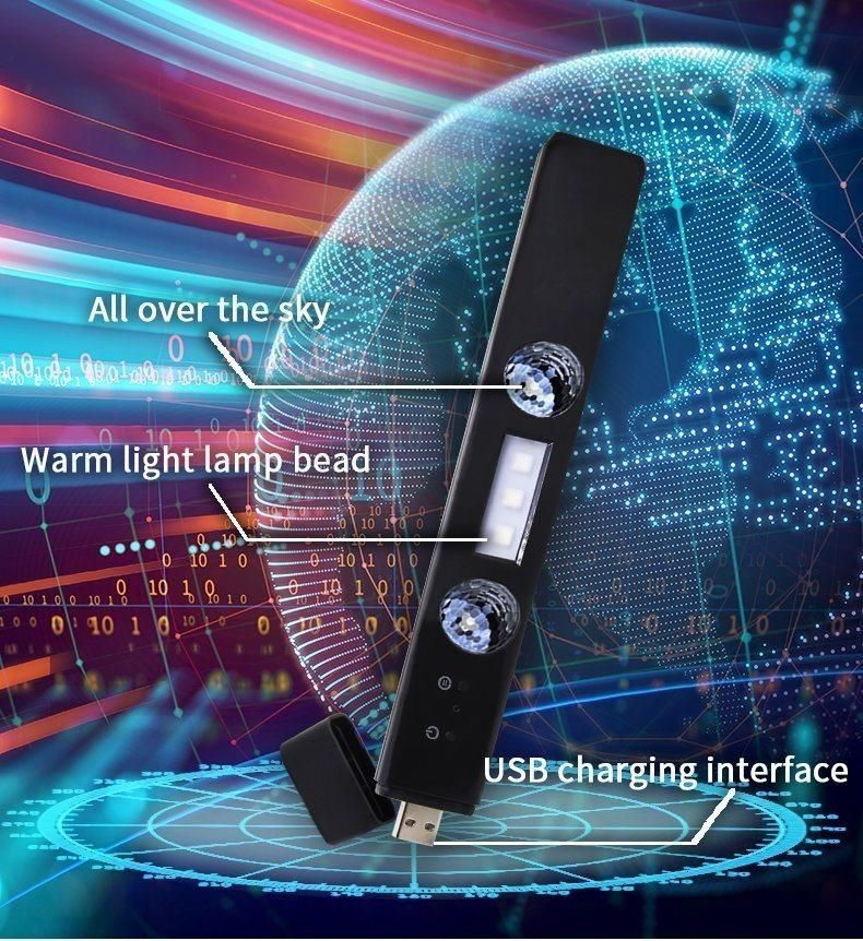 Automotive Atmosphere Lamp LED USB Rhythm Voice Control Sound Sensing Wireless Remote Control RGB Strobe Car Interior Light