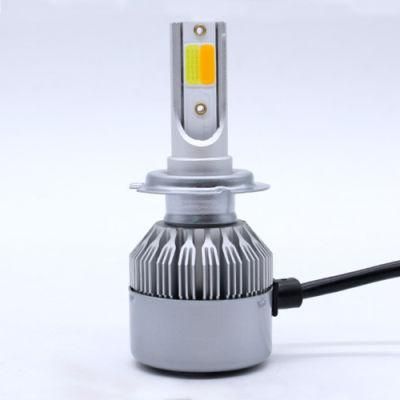 C6 COB 6000K H1 H7 H11 H3 H4 Double Color LED Headlight Yellow and White Double Light Auto Car Headlight Bulbs