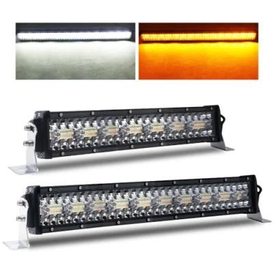 Offroad 3 Row Dual Color Strobe Amber Yellow White Flashing 12V 42inch 54 22 32 Inch LED Light Bar Truck