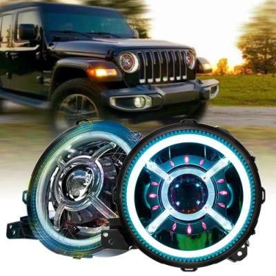 DOT E-MARK LED Halo Lights for 9inch Jeep Jl Headlight 2018 2019 High Low Beam and DRL Halo for Jeep Wrangler RGB 9inch Jl Headlight