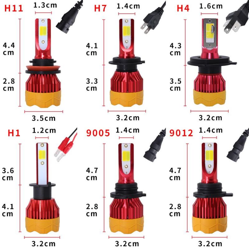 6000 Lm 50W LED H7 H4 Tri-Color Two Color K4 LED Carflash Headlight Fog Bulb