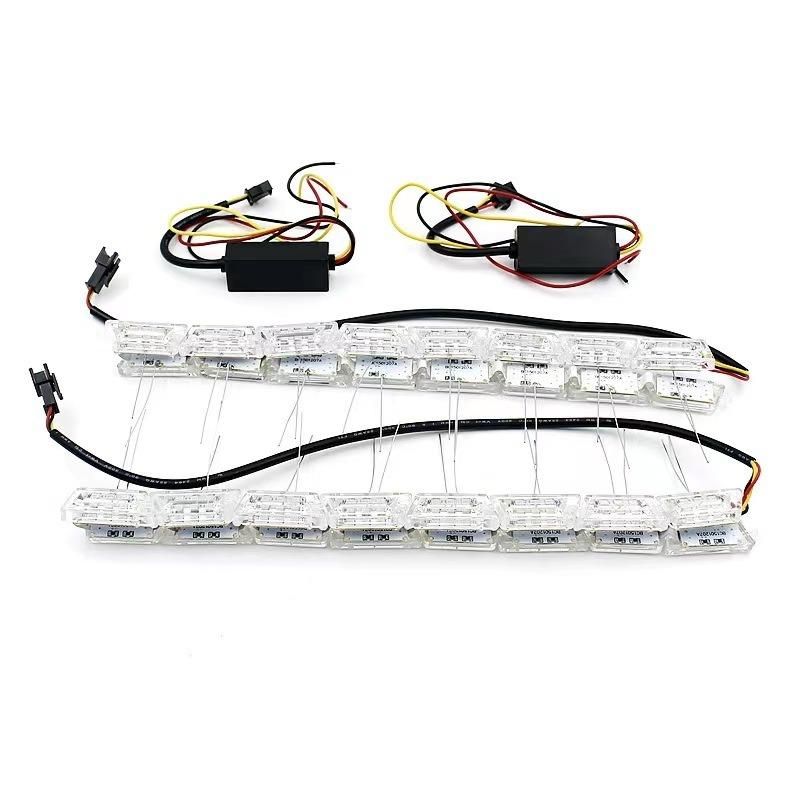 DRL-S9-60cm LED Strip Light Driver Built External Dual Color Running Waterproof Turn to Daytime Running Light Bar