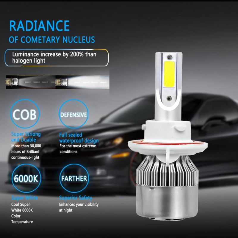 Wholesale C6 Car Light Cheap H13 LED Car Headlight Fan Two Sides 12V 72W 8000lm