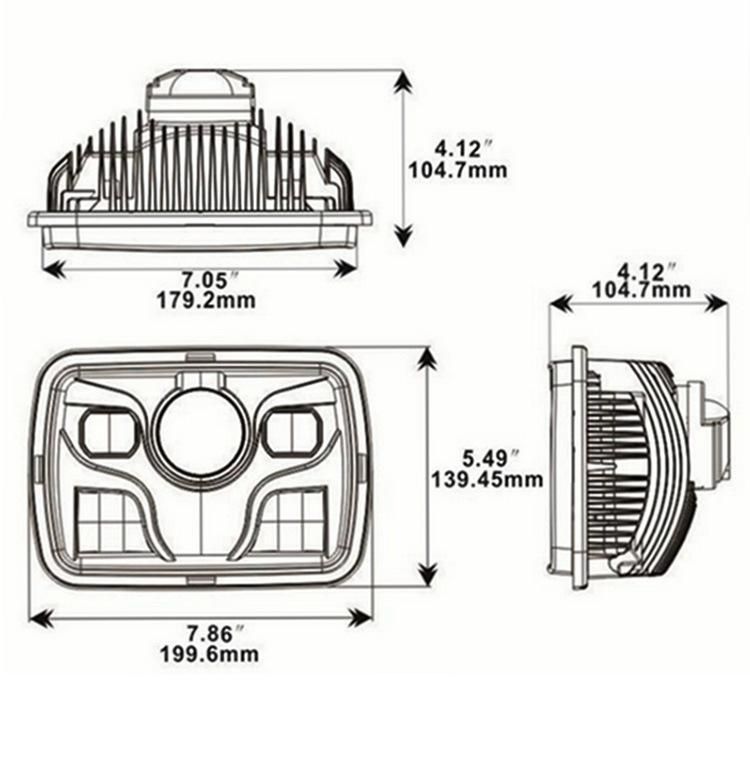 7X6 5X7 Inch Square LED Headlight Sealed Beam Headlight for Motorcycle