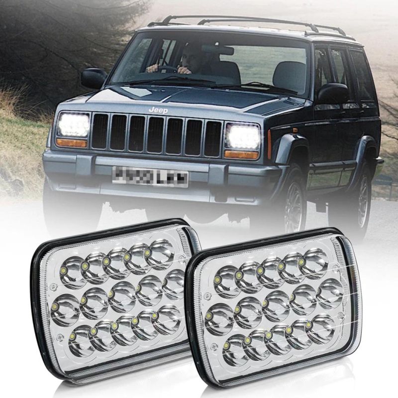 H6054 7X6/5X7 LED Headlights with High Low Sealed Beam Rectangle IP67 Waterproof Headlamp for Jeep