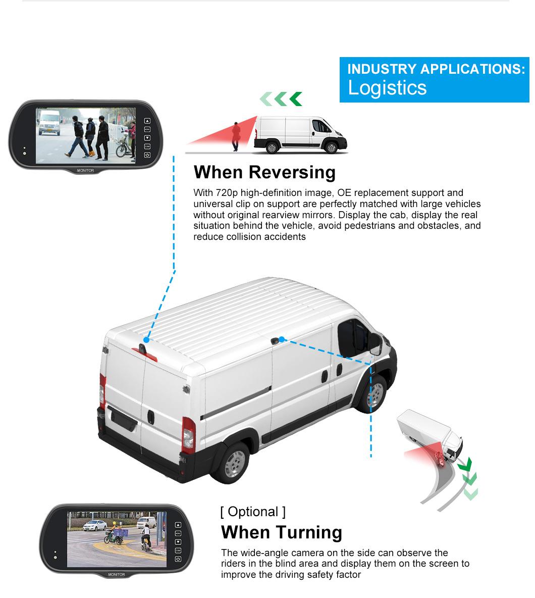 6.5 Inch Ahd Car Vehicle Truck Van Reverse Rear View Camera Monitor System