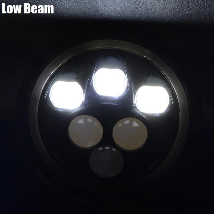 Black 7inch Round LED Headlight for Jeep Wrangler off Road 4X4 Motorcycle High Low Beam Light Halo Angle Eyes Blue DRL Headlamp