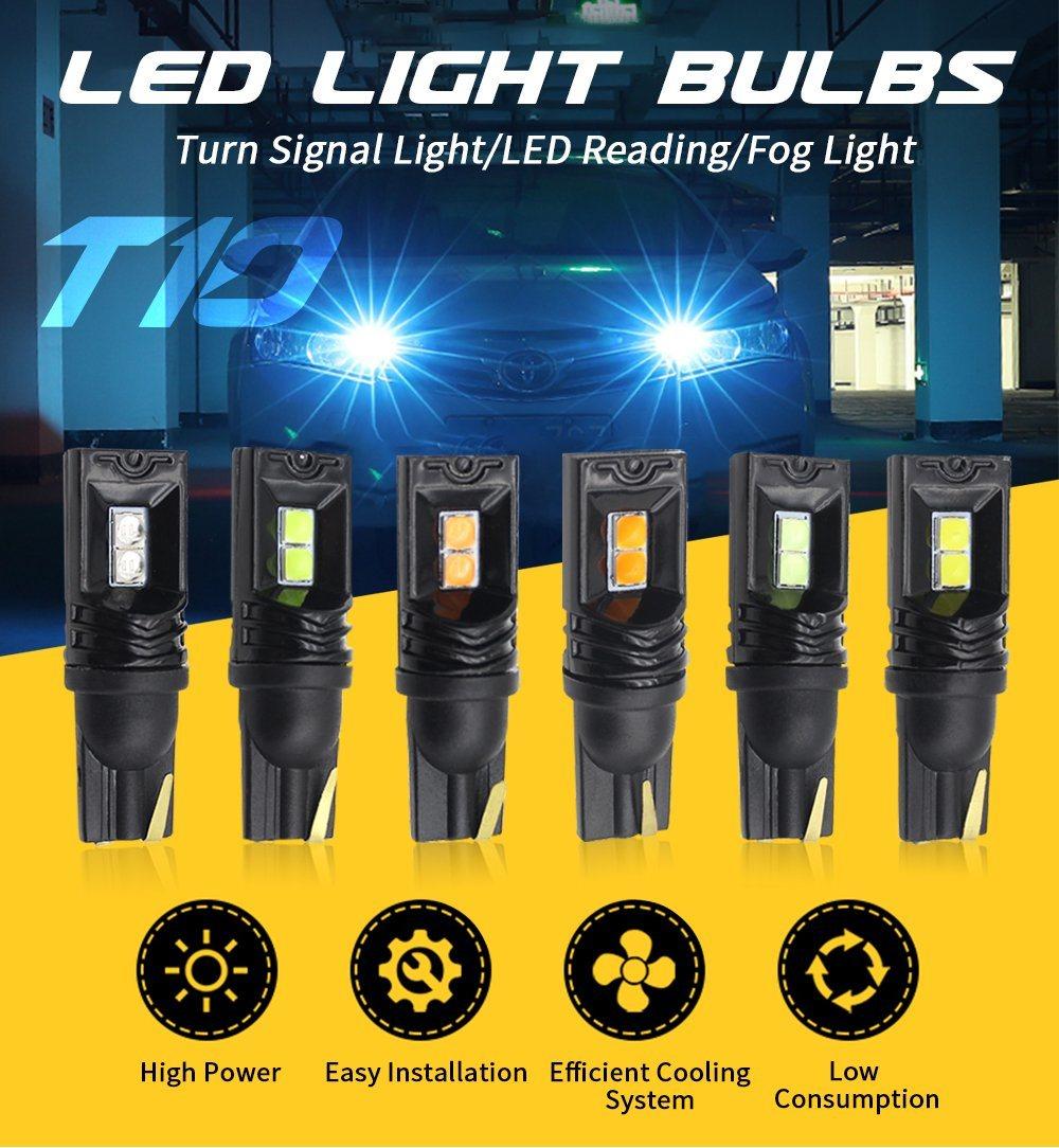 Six Colors T10 2525 4SMD Canbus LED Car Wide Bulbs Car LED Bulbs Spare Brake Lights Turn Signals