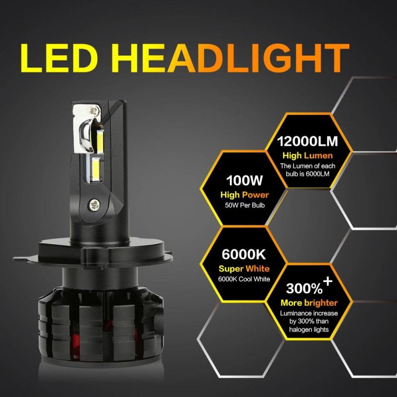 High Quality LED Lights Csp Chip Car Headlight 55W 12000lm 6500K 9-32V High Beam Low Beam Headlights H4 H7 9006 Auto LED Lights