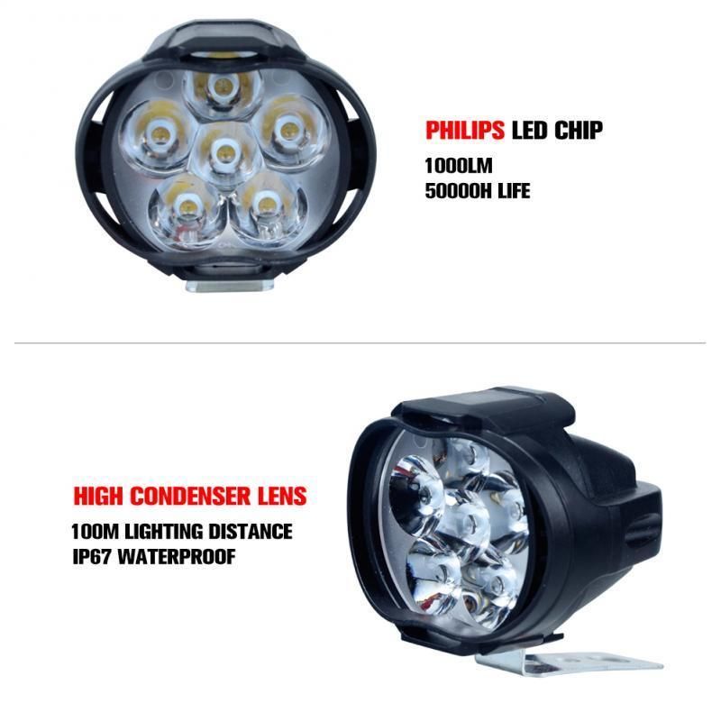 Motorcycles LED Headlight 6500K White Super Bright 6 LED Working Spot Light Motorbike Fog Lamp 1200lm LED Moto Lights