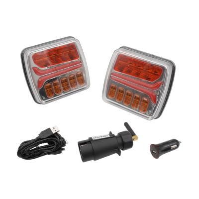 Square Sequential Turn Signal Trailer Rear Lamp Wireless Light-Guide Truck Tail Light