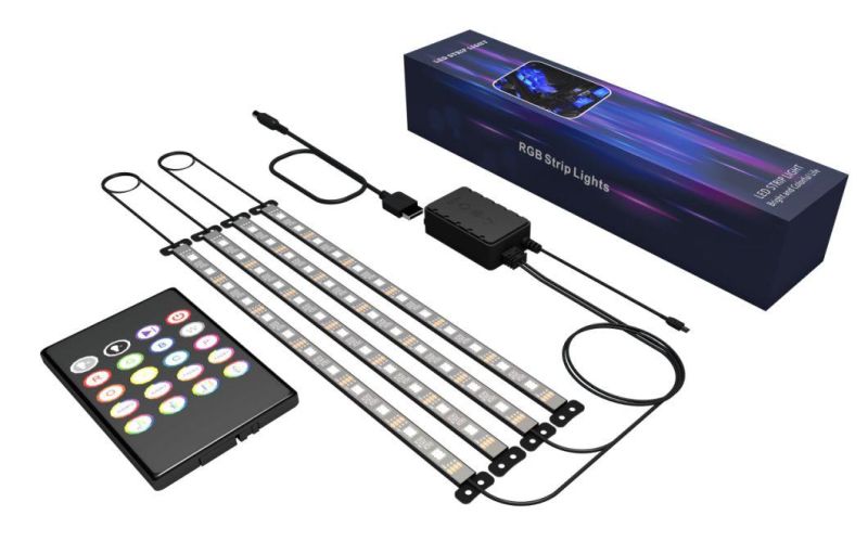 Custom Flexible RGB 5050 Bluetooth Car Light Bar SMD LED Strip Lights with Car Charger Triple Controls and 16 Million Colors Decoration Light