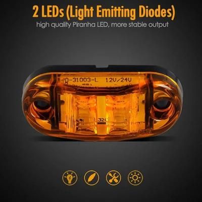 Amber Red 2.5&quot; 2 Diode Oval LED Trailer Truck Clearance Light Side Marker Light