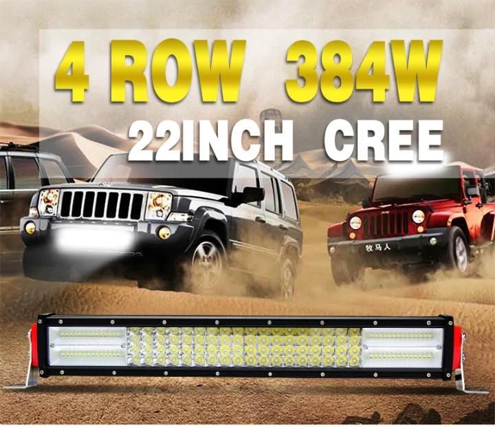 Wholesale 8d Spot Flood Combo 384W 4 Row 22 Inch CREE LED Light Bar off Road for Jeep Wrangler