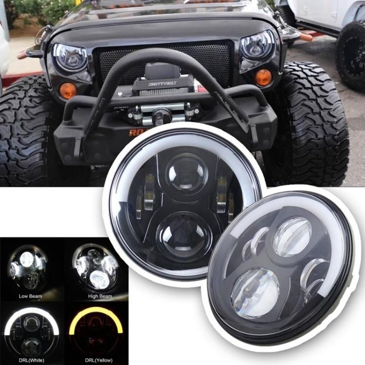 7inch 60W H4 LED Headlights for Jeep Wrangler Jk Tj Lj Lada Hummer Wrangler 7" Round Headlamp with Halo