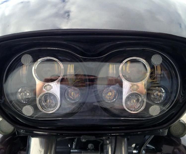 Double 5.75" 5-3/4" LED Headlight for Harley Motorcycle Black Silver Motorcycle Projector 45W LED Motorcycle Headlight