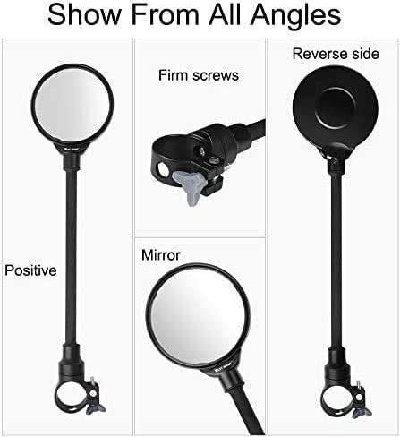 Bike Mirror Pair, Adjustable Rotatable Safe Multi Angle Bicycle Rear View Glass Mirror, for Mountain Bike, off-Road Bike