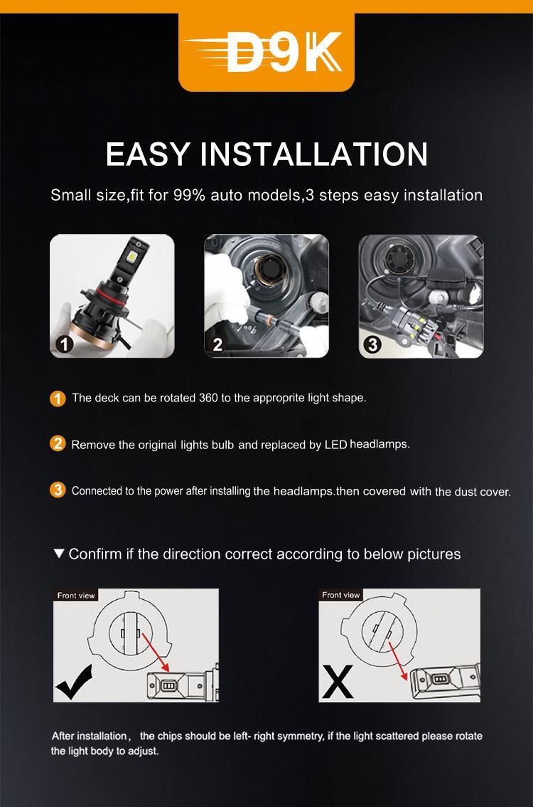 LED Car Headlight COB D9K H4 LED Car Light H1 Auto Headlamp 6000K H7 72W 10000lm Car Lights 9005 LED Light Bulb