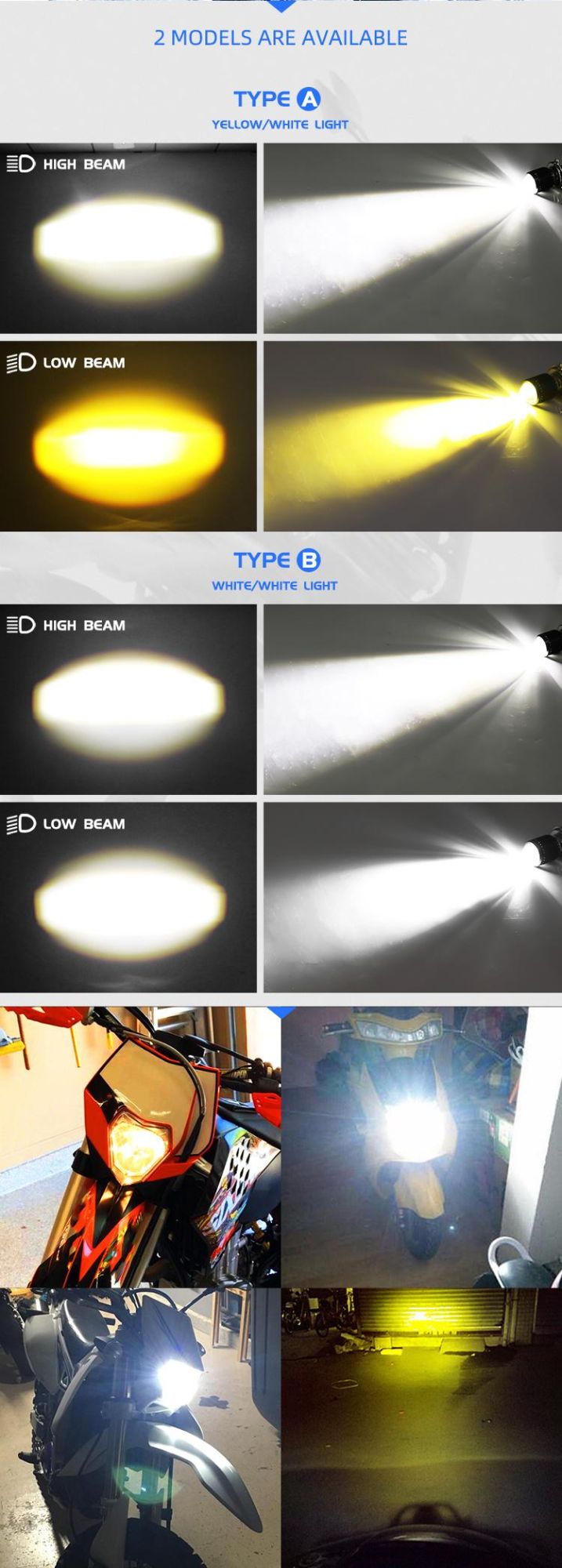 Motorcycle Lighting System Dual Color 4300K 6500K Mini 20W 1.25 Inch Fog Light H4 H6 HS1 Projector Lens LED Motorcycle Headlight