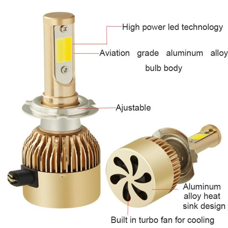 Dual Color C6 LED Car Light H4 H7 H11 H13 9005 9006 9004 9007 H8 9012 H16 Psx24
