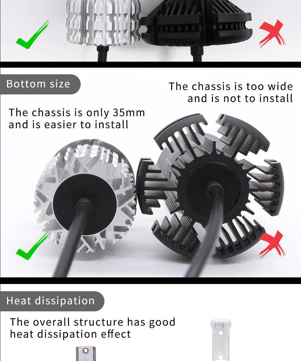 Fanless Physical Cooling K1 H1 H4 H3 H7 H11 Hn3 Hb4 Car LED Headlight