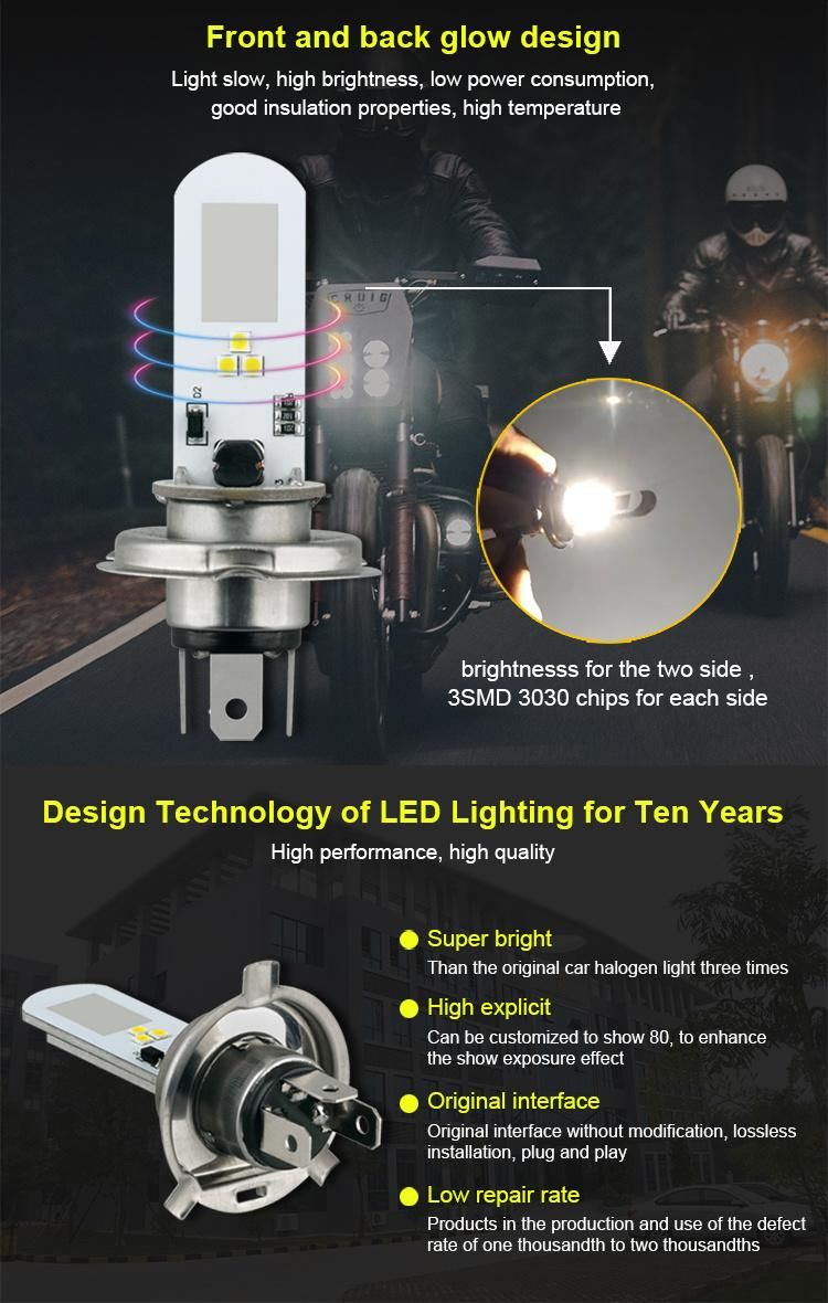 LED Headlight Bulb 10-30V 0.9W/3.9W H1 H4 H7 H11 H16 4 COB Fog Lamp Car Motorcycle Light