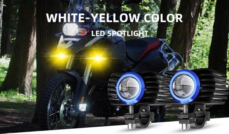 Hot Sale Spotlight 20W U7 Motorcycle LED White and Yellow Driving Lighting System Head Light External Motor Bike Spotlight