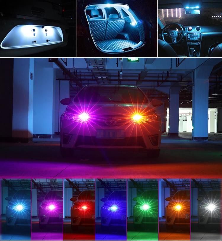 T10 Car LED Light RGB RF Colorful Remote Control Flash Wide Light Interior Light