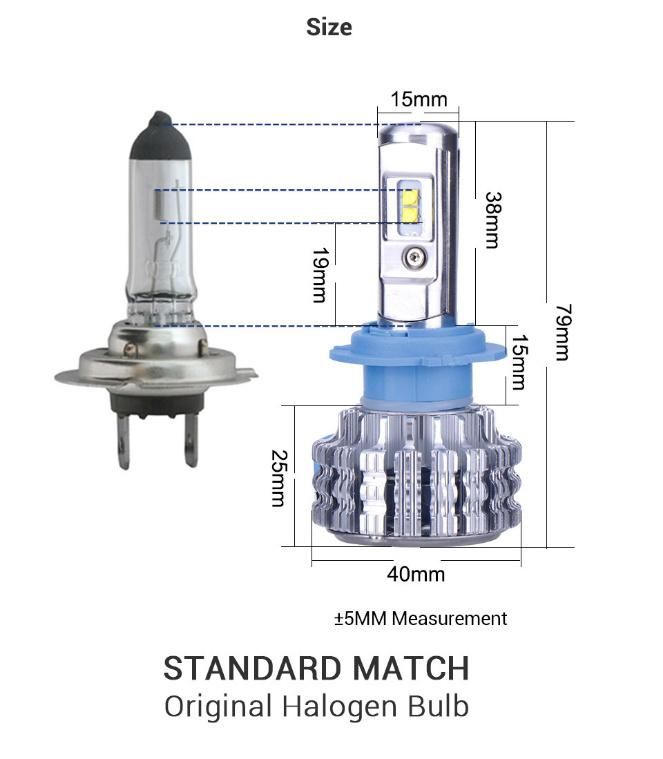 T1 H4 Car Headlight H7 LED H1 H3 H11 880 H13 9005 Aut bulb Automobile Headlamp 6000K H4
